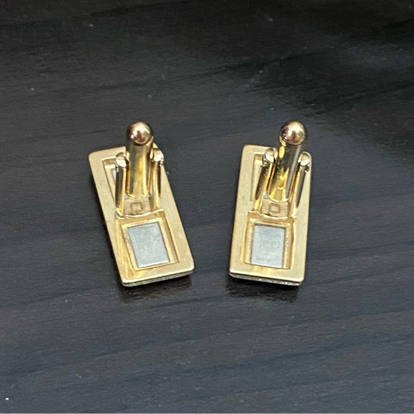 Vintage Unsigned 2-tone Silver/Gold Rectangular Cufflinks - Picture 3 of 9
